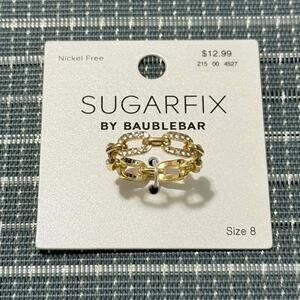 NEW | SUGARFIX by BAUBLEBAR | Gold Crystal Chain Link Ring - Size 8 (RET $13)